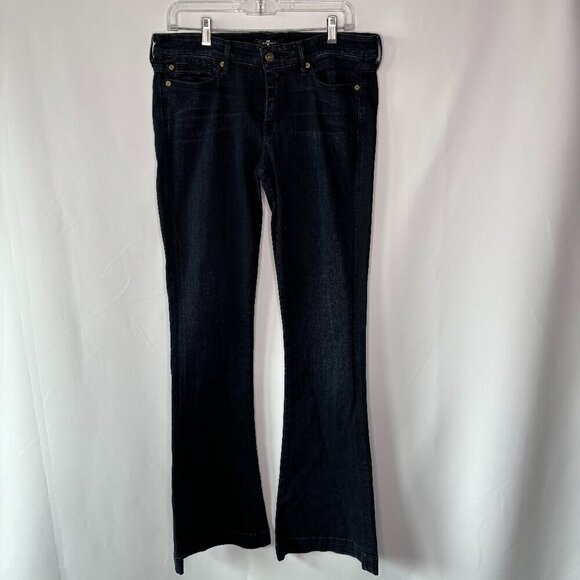 7 For All Mankind Women's Dark Washed Boot Cut Jeans Size 31 - Picture 1 of 14
